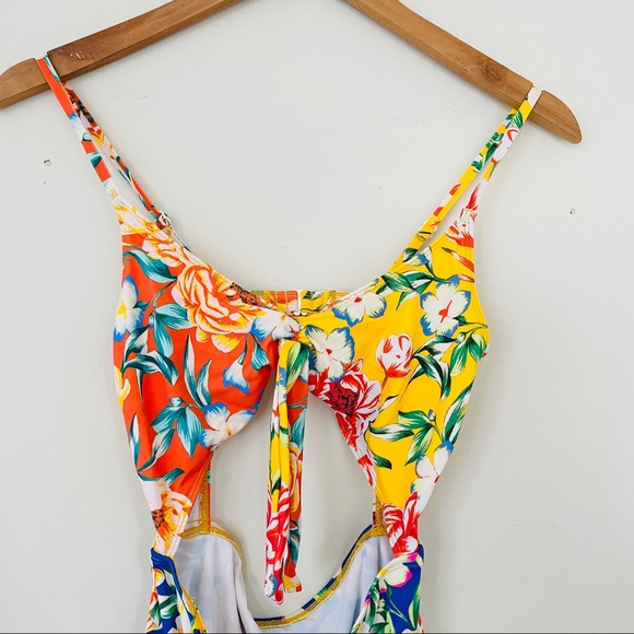 Urban Outfitters Out from Under Bright Floral One Piece Cut Out Swimsuit - Picture 3 of 8